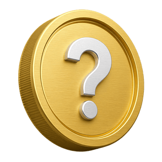Signo de interrogación sobre una moneda de oro en 3D usado como elemento decorativo en la sección de preguntas frecuentes